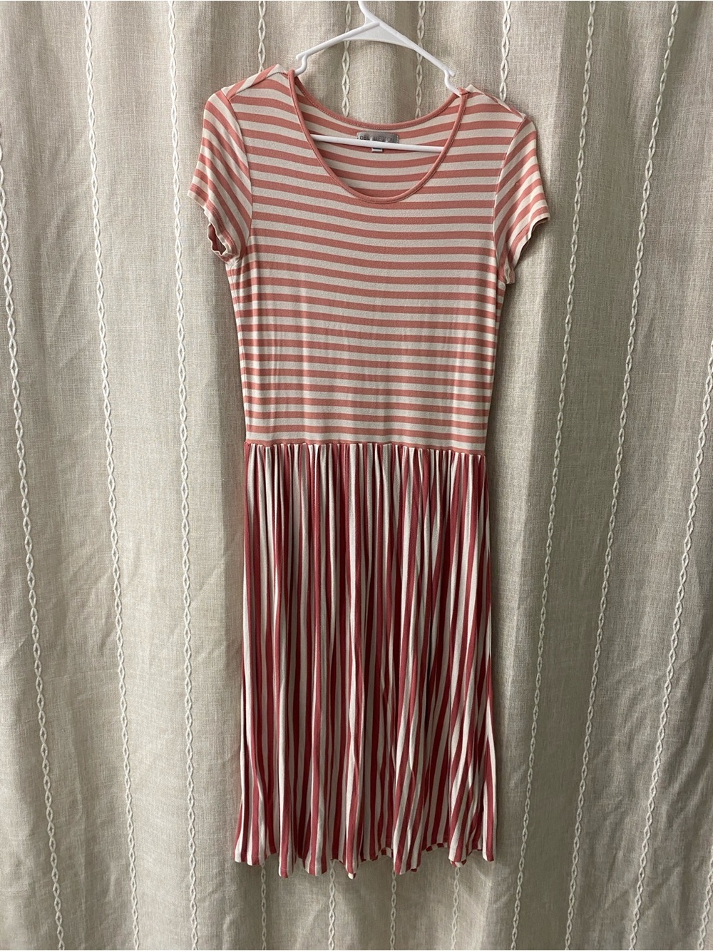DE Collection Coral and Cream Striped Dress
